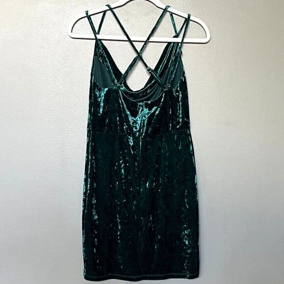 Lulus Velvet Dress Womens Size Large Emerald Wicked Whimsigoth Dark Romantic - Picture 4 of 11